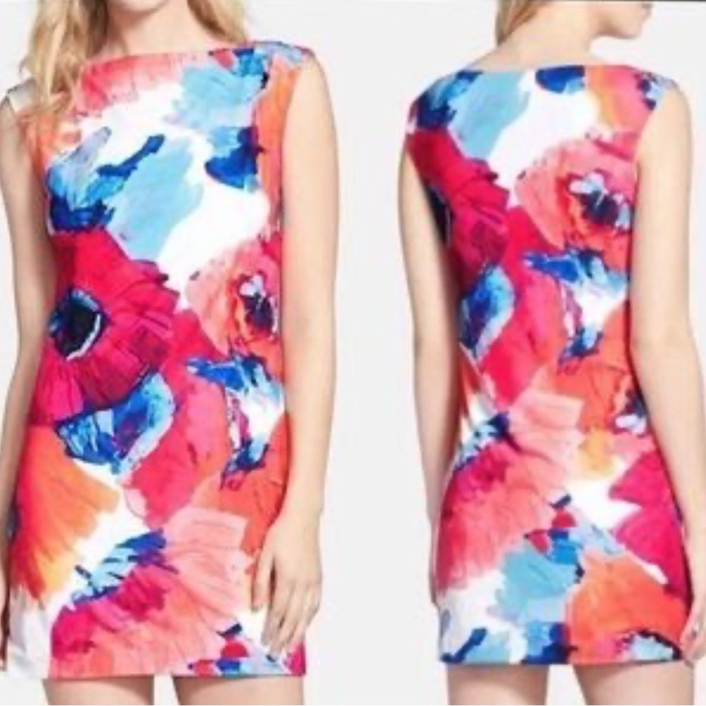 Trina Turk Felana Floral Watercolor Jersey Dress Sz 12, 002 - Picture 3 of 4